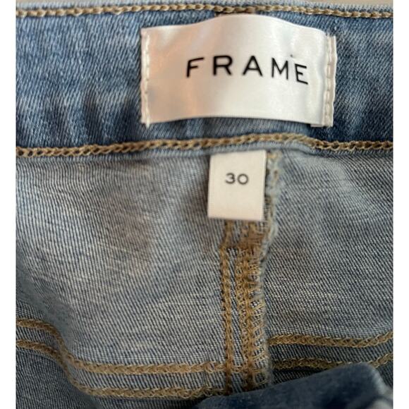 FRAME Flare Jeans Sz 30 Blue Mid Wash Raw Hem High Rise Bootcut Denim - Picture 4 of 5
